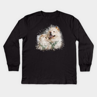 Two Dog watercolor Kids Long Sleeve T-Shirt